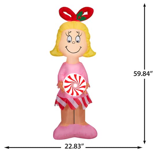 5ft. Airblown® Dr. Seuss™ Inflatable Cindy Lou Who with Peppermint MD Christmas Light Décor